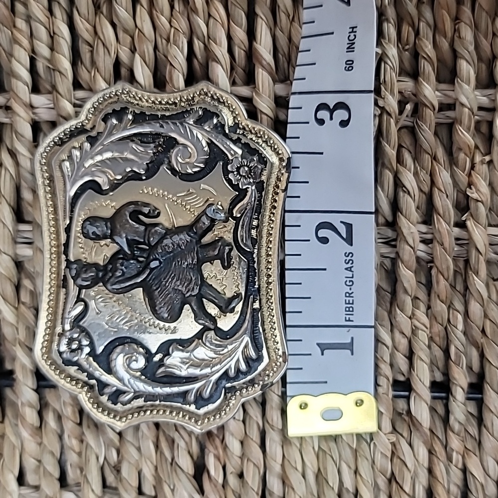 Vintage Western Country Dance Themed gold tone belt buckle - Picture 2 of 4